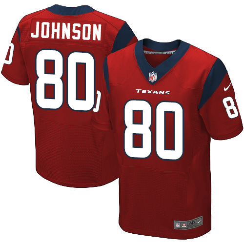 Men's Elite Andre Johnson Nike Jersey Red Alternate - #80 NFL Houston Texans